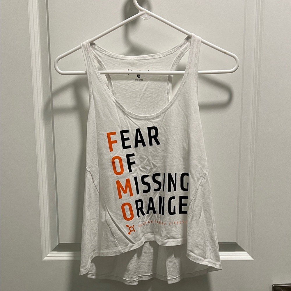 Orangetheory White and Orange Graphic Tank Top